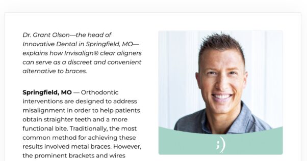 Dentist in Springfield, MO discusses alternatives to traditional metal braces, including Invisalign® clear aligners.