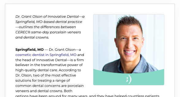 Springfield, MO cosmetic dentist Grant Olson, DDS discusses single-visit porcelain veneers and dental crowns.
